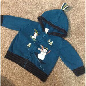 6M to 12M VGUC GYMBOREE Winter Themed Hooded Knit Sweater Jacket